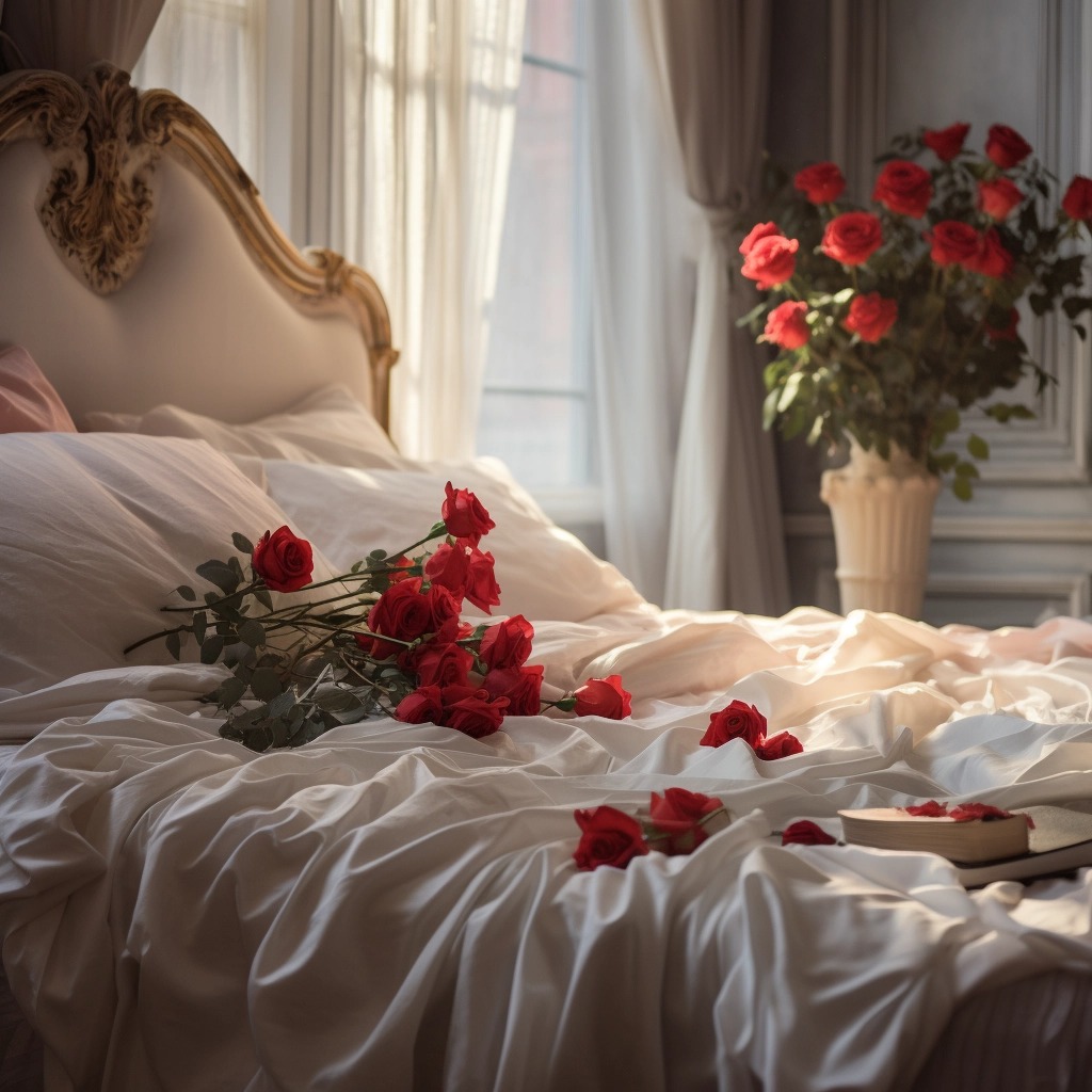 A photo of a bedroom decorated in a romantic color scheme, to Decorating Your Bedroom for Valentine's