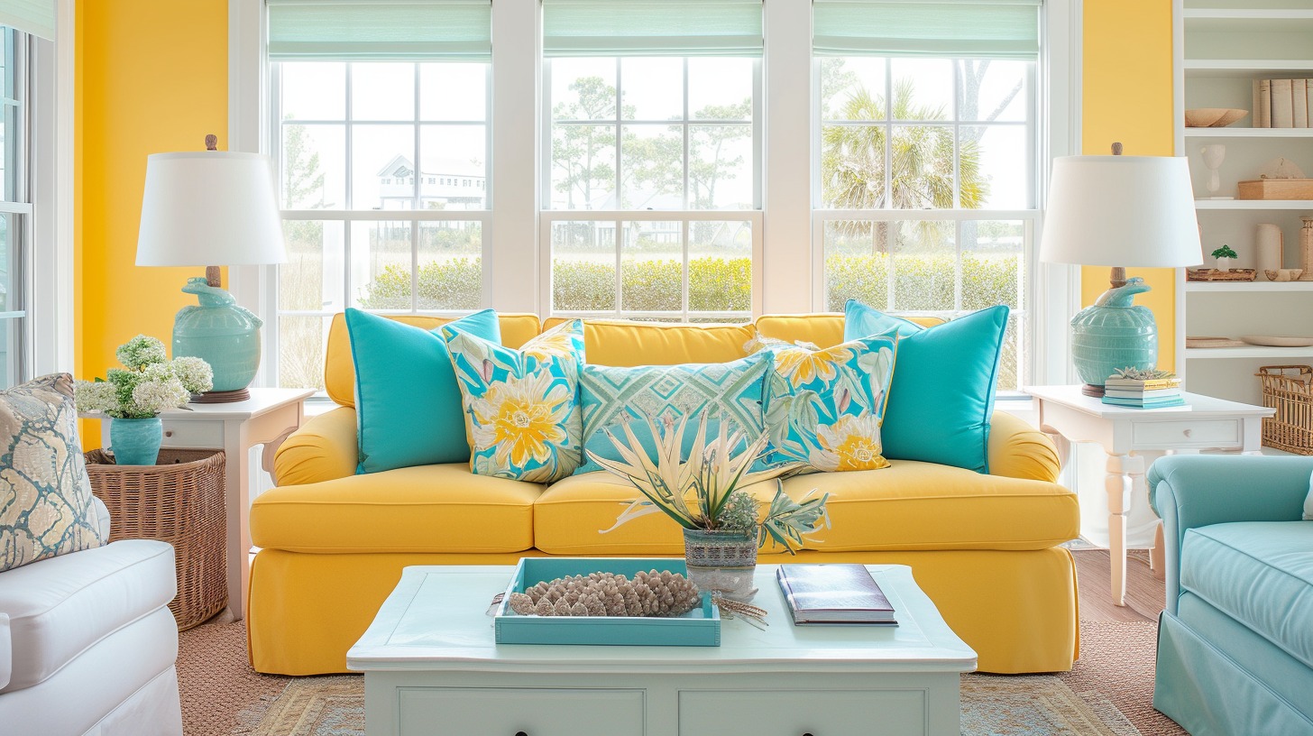 An image showcasing a beautifully transformed living area that embodies all the key elements of a summer room makeover.