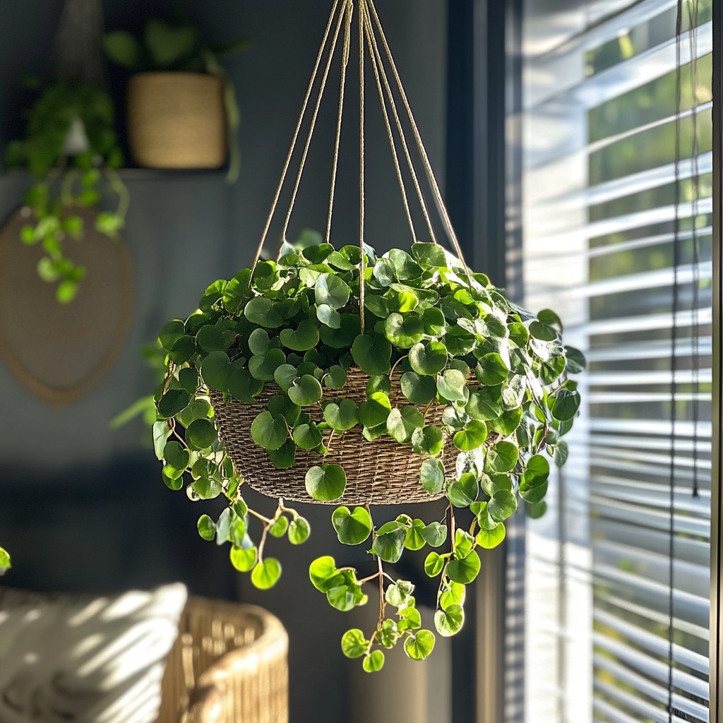 Swedish ivy with green, cascading leaves, safe for cats and dogs.