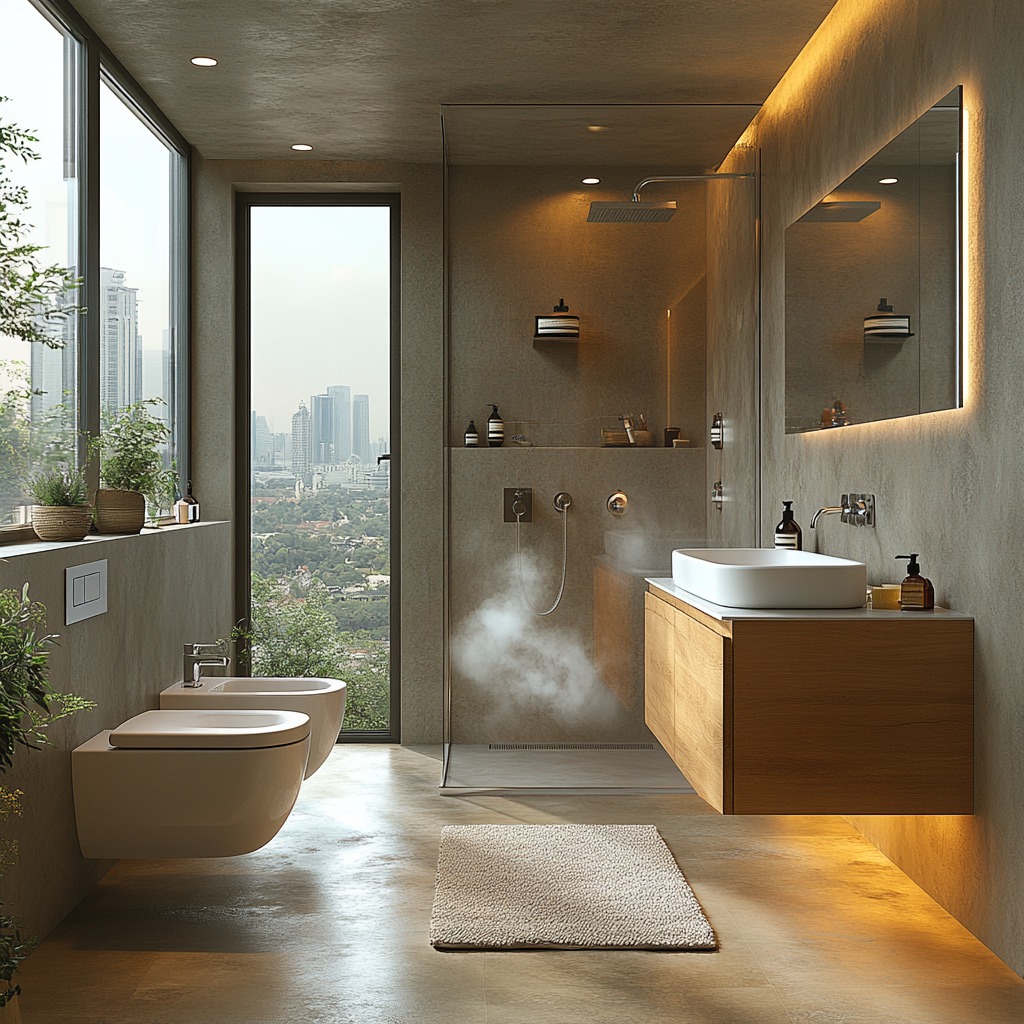 Modern bathroom ventilation system integrated into the ceiling to manage steam and maintain air quality.